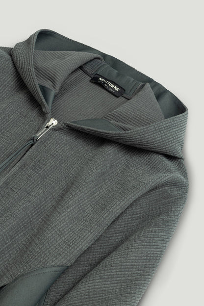 Ribbed Zip-Up Hoodie Jacket