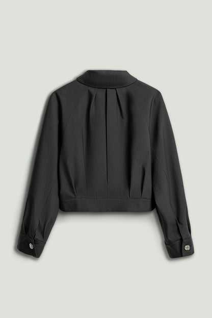 Buckle Detail Cropped Zip Jacket