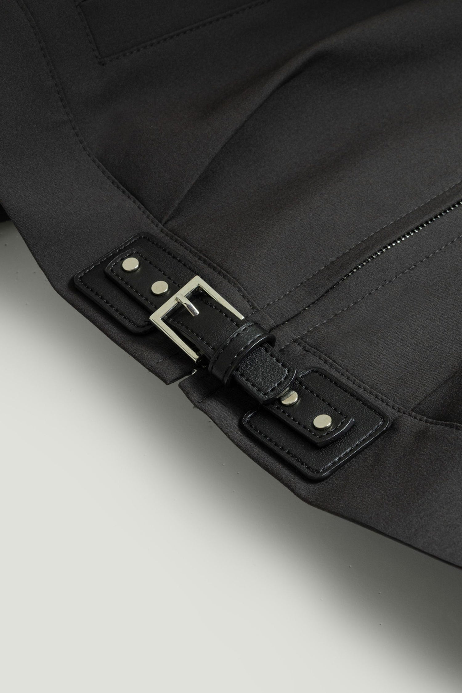 Buckle Detail Cropped Zip Jacket