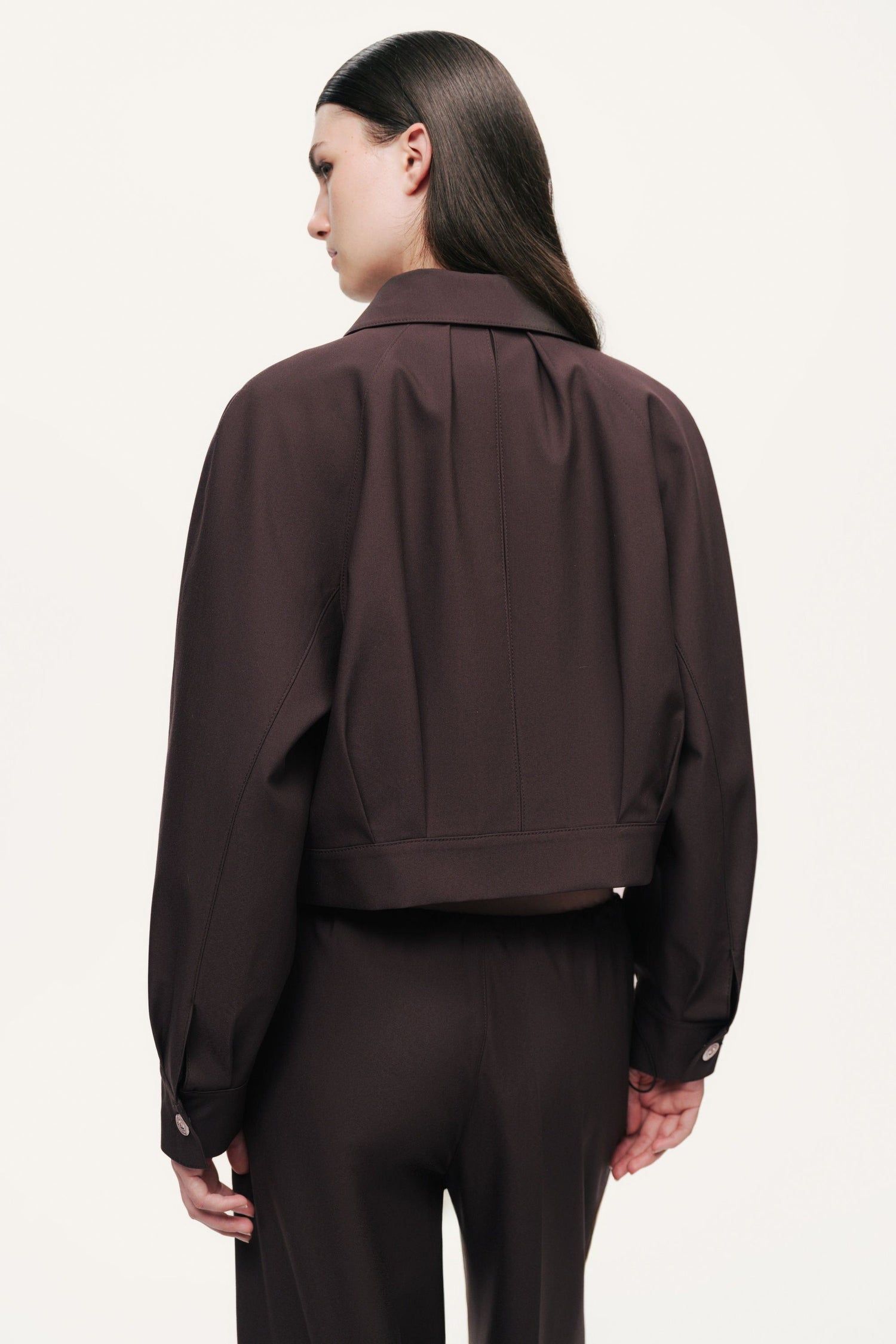 Buckle Detail Cropped Zip Jacket