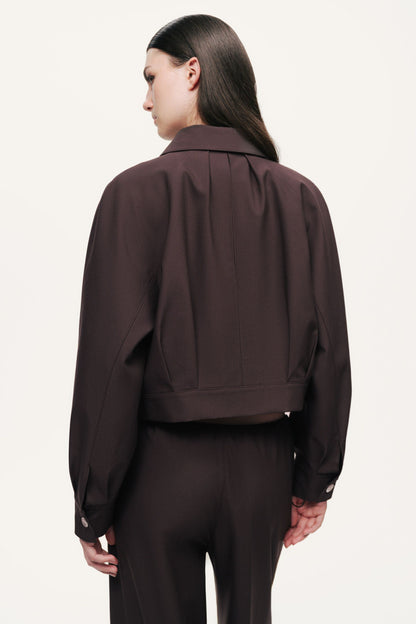 Buckle Detail Cropped Zip Jacket