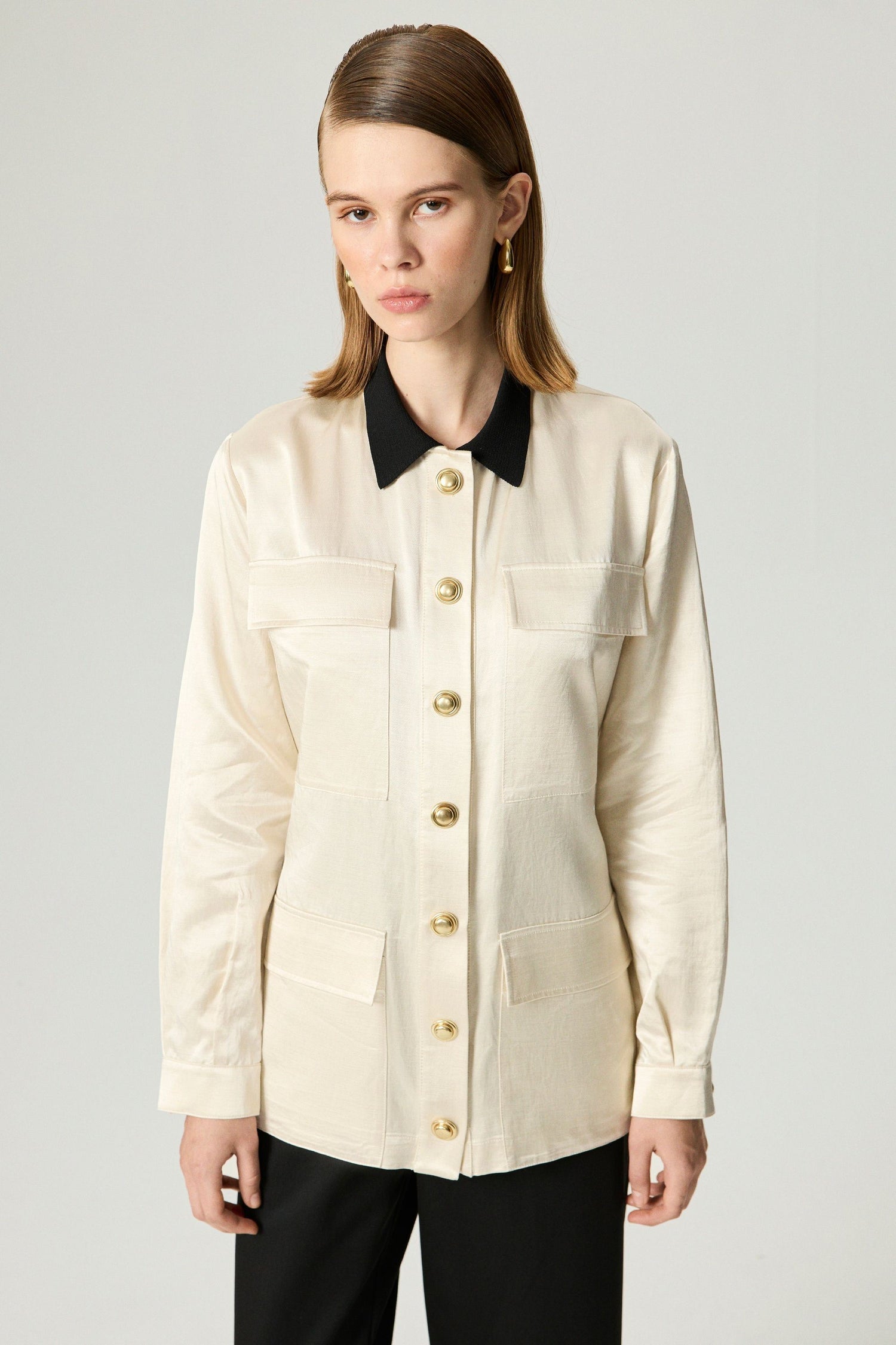 Gold Button Detailed Jacket