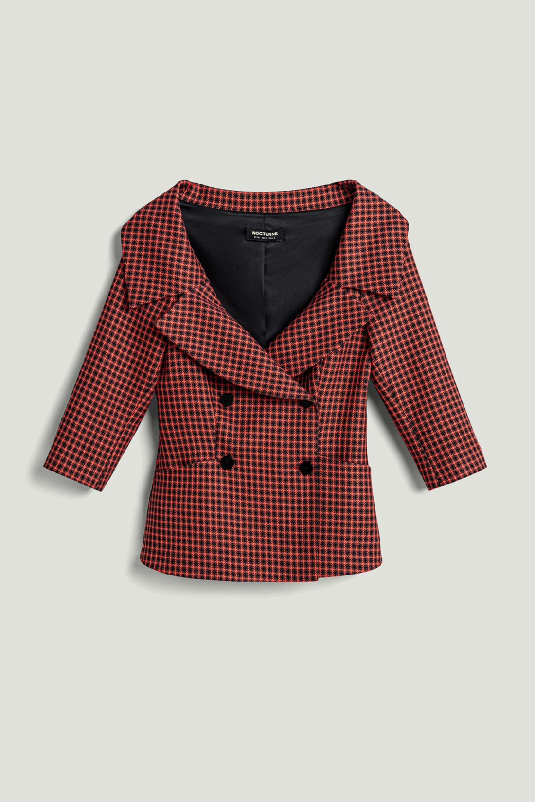 Checked Portrait Collar Double-Breasted Jacket