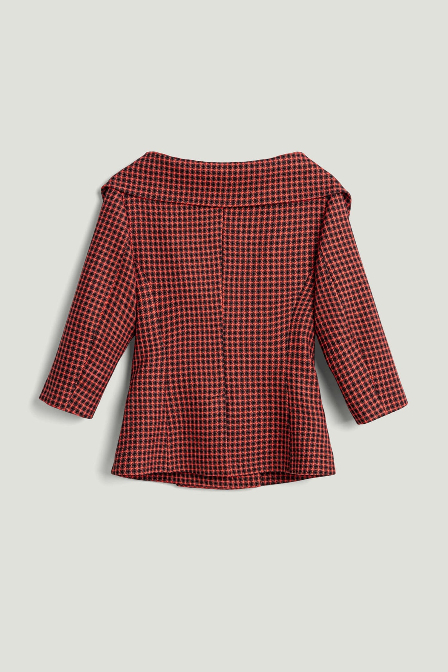 Checked Portrait Collar Double-Breasted Jacket