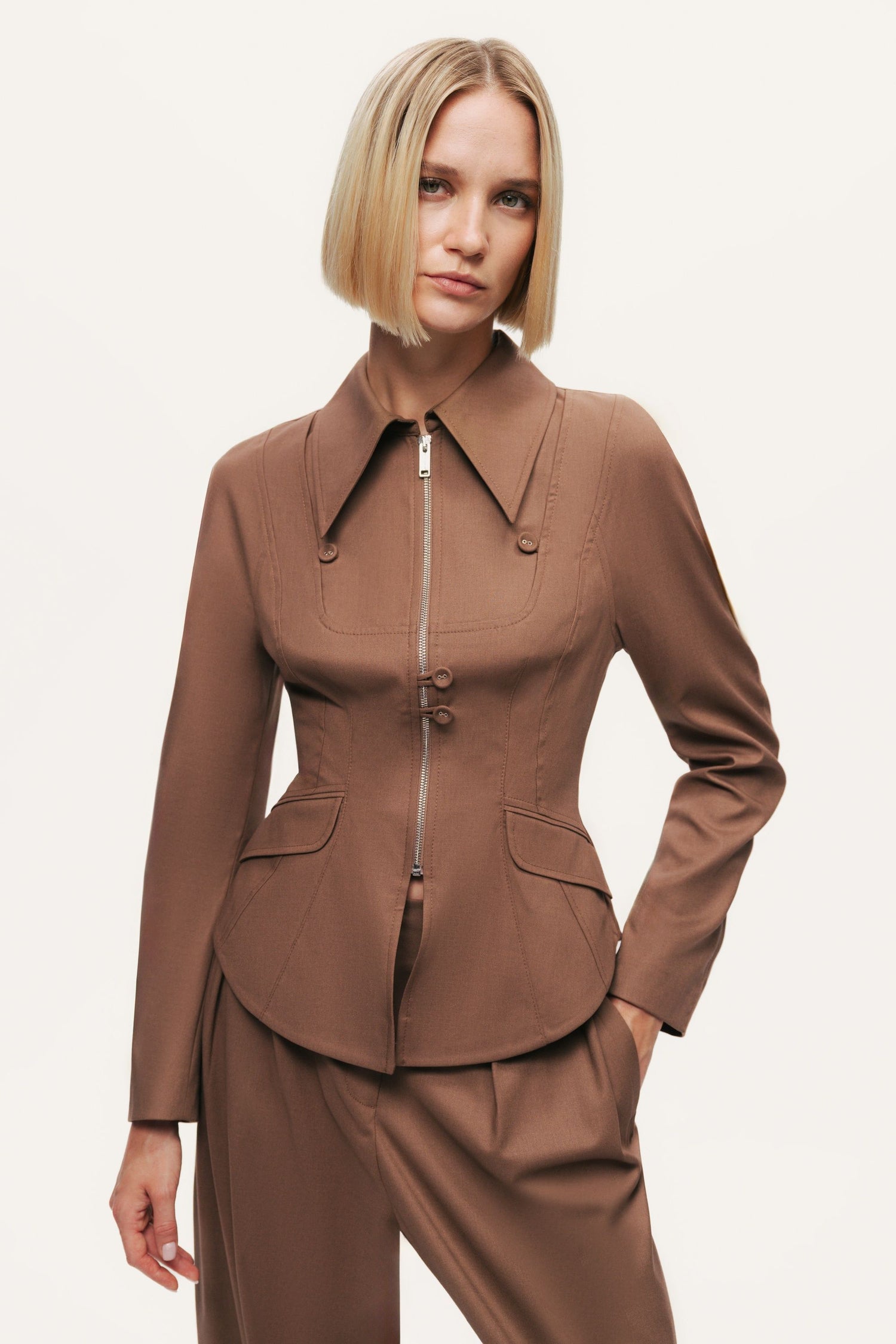 Zip-Front Tailored Jacket