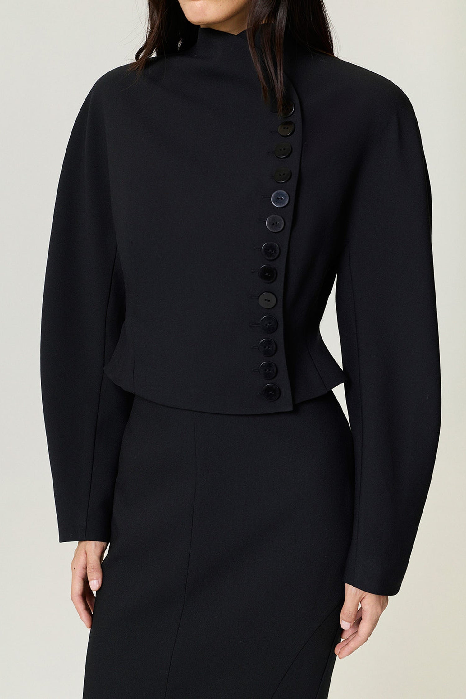 Asymmetric Buttoned Tailored Jacket