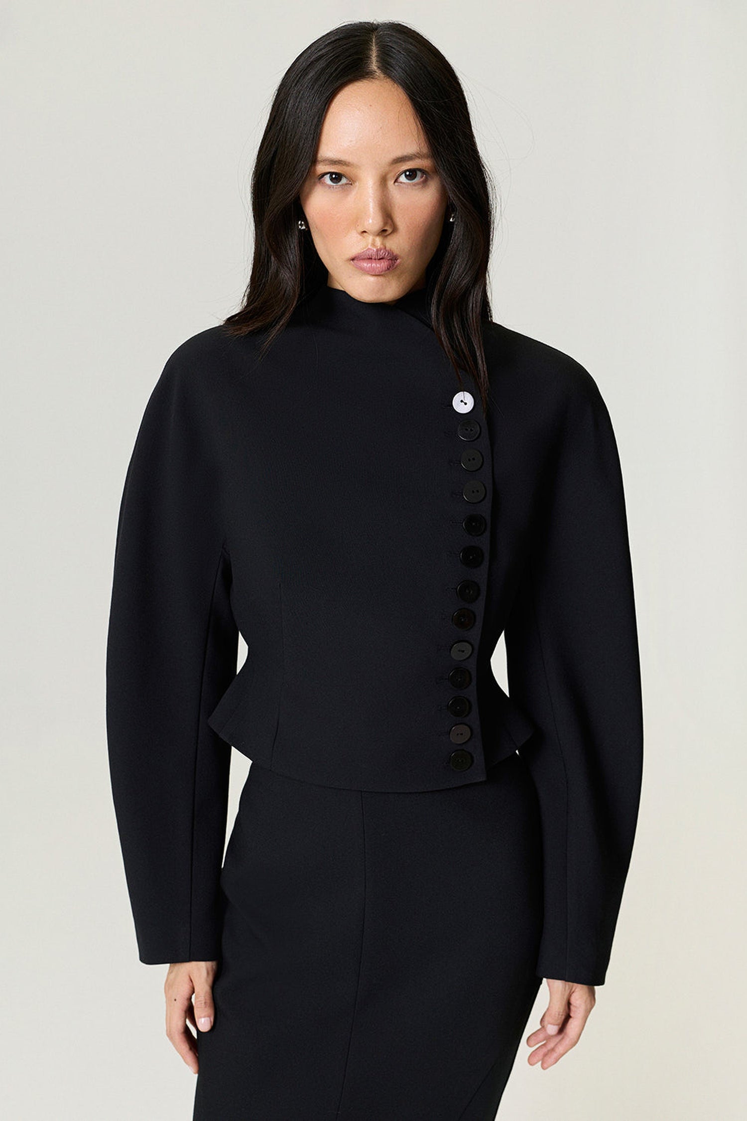 Asymmetric Buttoned Tailored Jacket