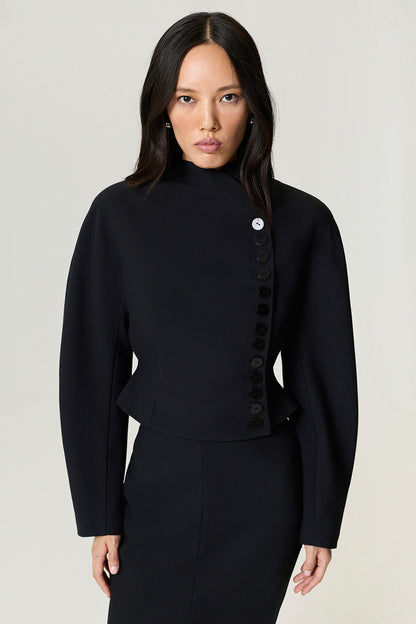 Asymmetric Buttoned Tailored Jacket