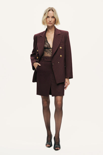 Pinstripe Double-Breasted Blazer