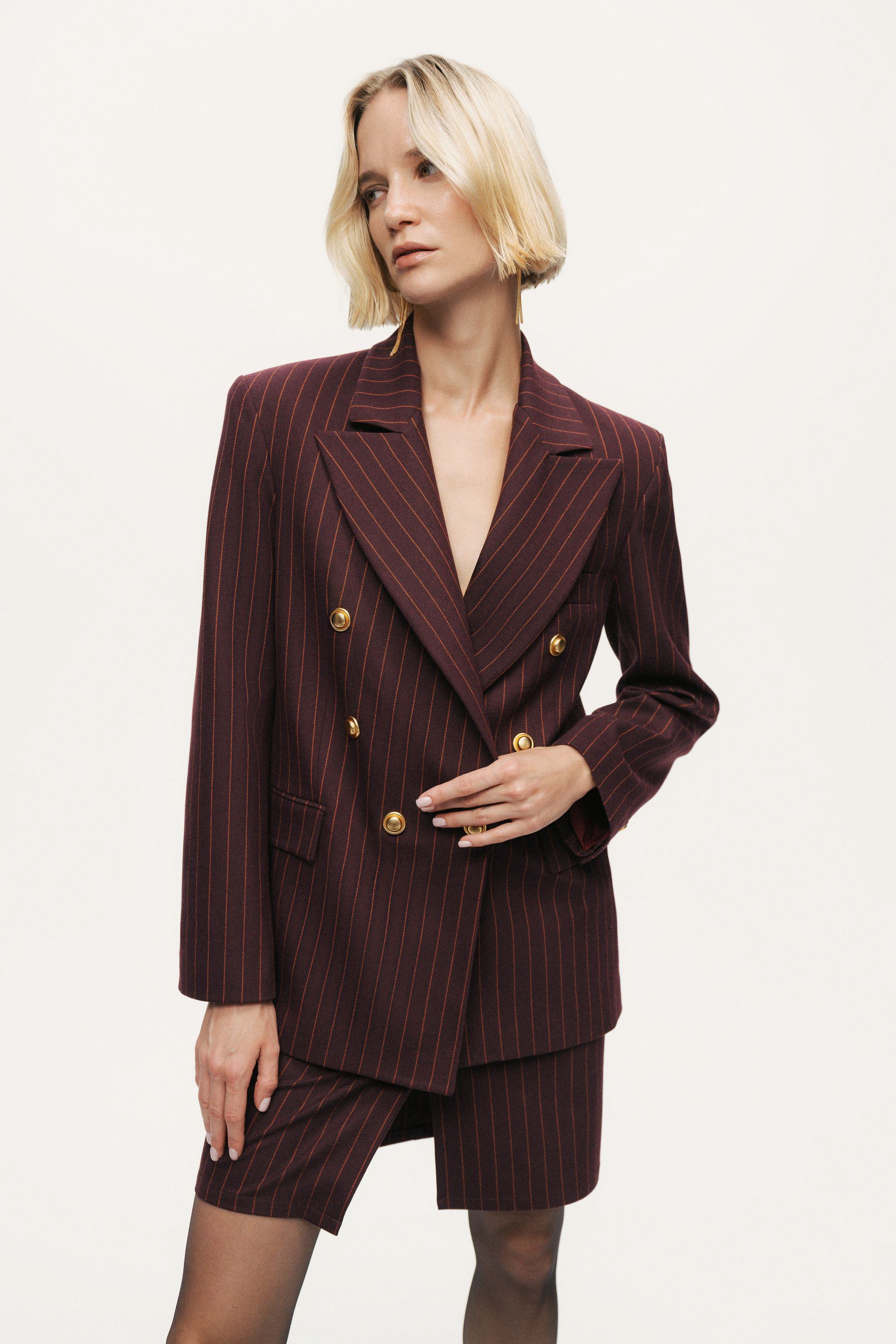 Pinstripe Double-Breasted Blazer – Nocturne