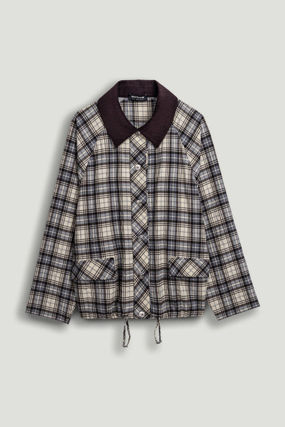 Checked Contrast Collar Jacket