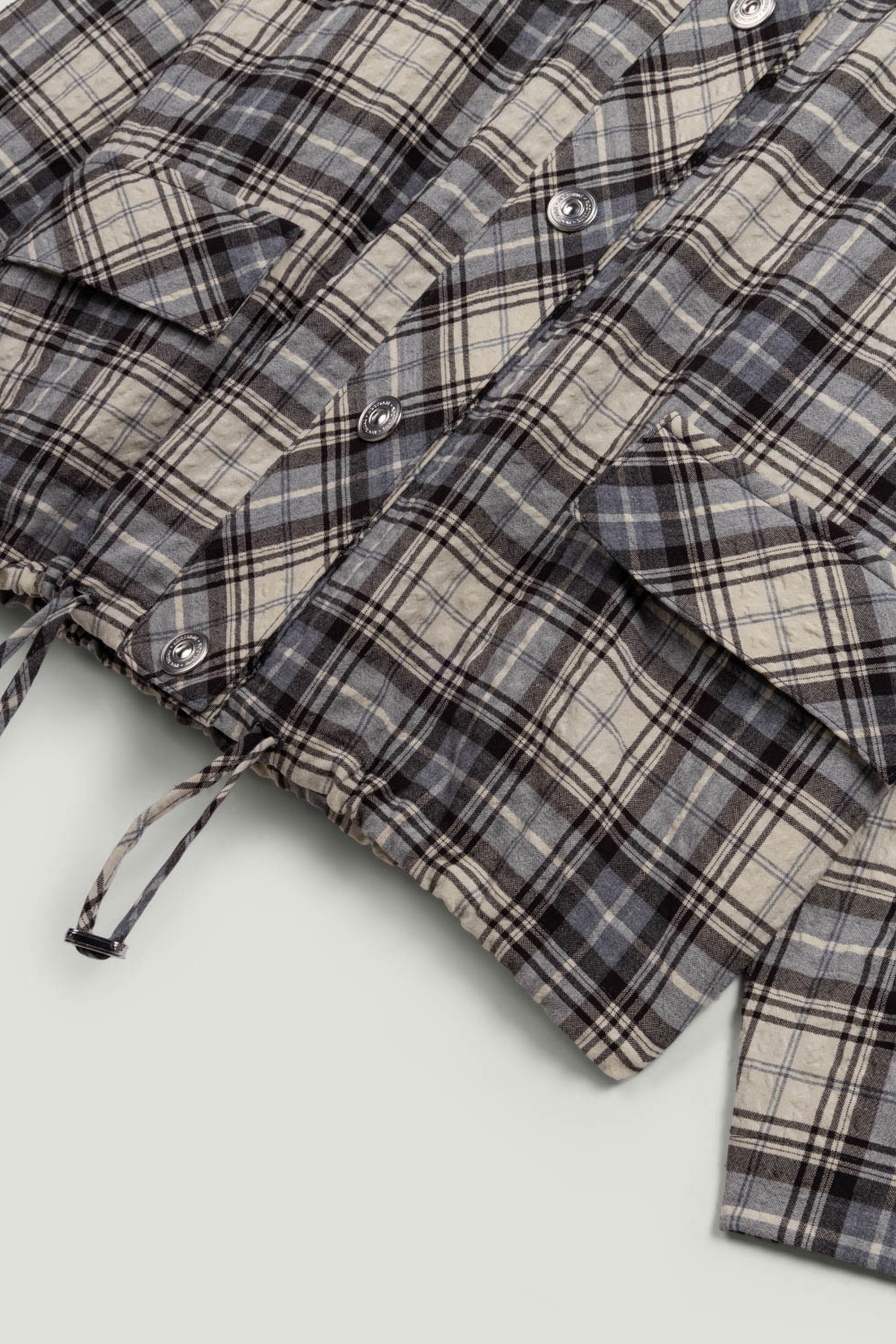 Checked Contrast Collar Jacket