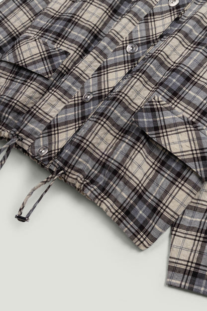 Checked Contrast Collar Jacket