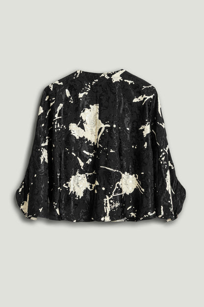 Abstract Print Jacquard Blouse