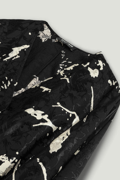 Abstract Print Jacquard Blouse