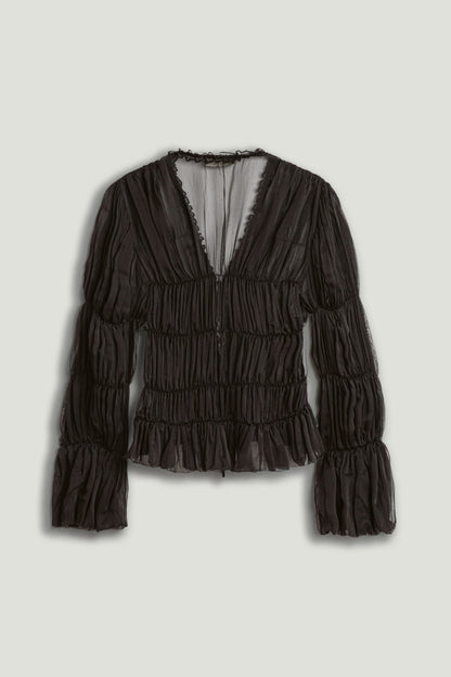 Ruched Sheer Blouse