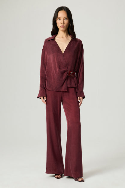 Logo Buckle Wrap Blouse