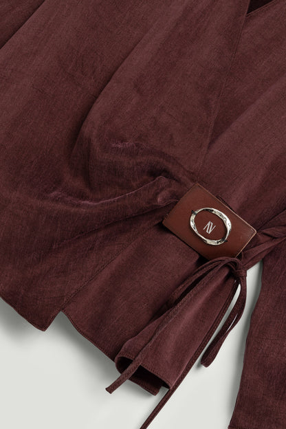 Logo Buckle Wrap Blouse