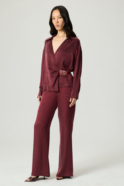 Logo Buckle Wrap Blouse