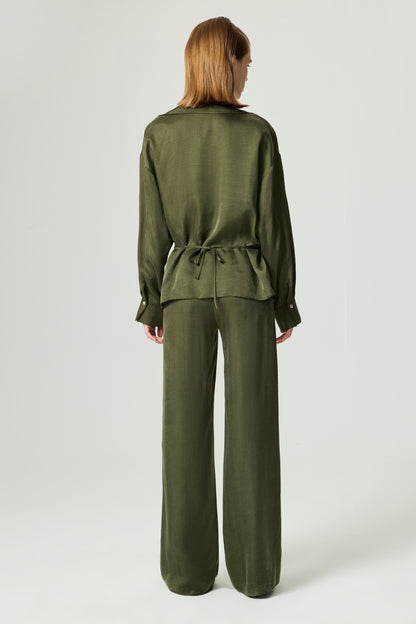 Fluid Tailored Wide-Leg Pants