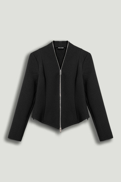 Black Zipper Detailed Blouse