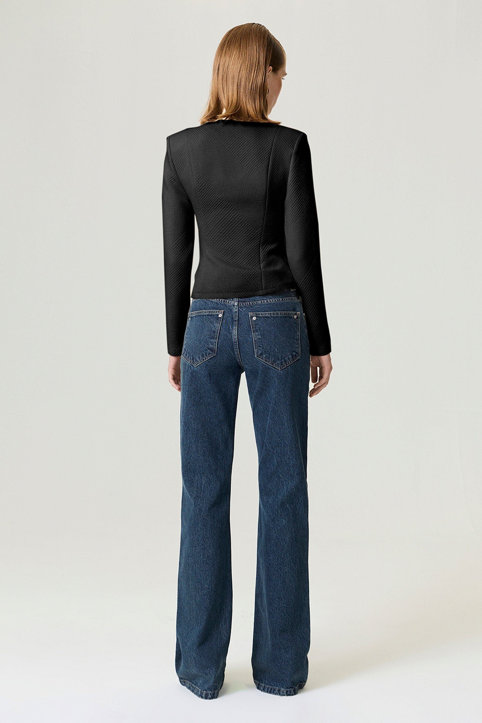 Black Zipper Detailed Blouse