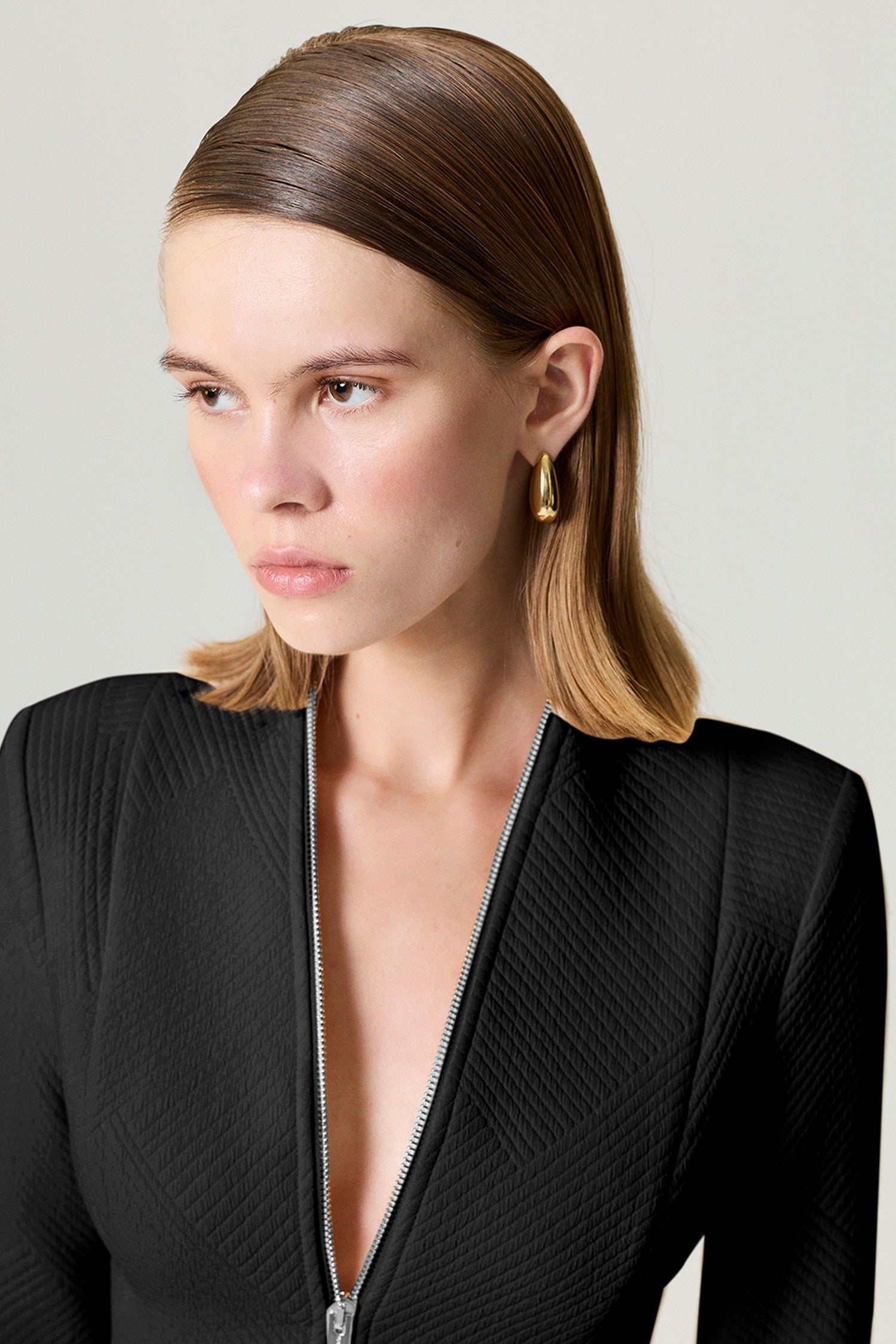 Black Zipper Detailed Blouse