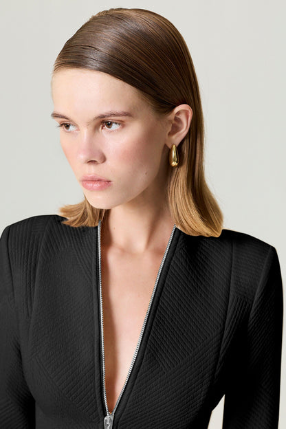 Black Zipper Detailed Blouse