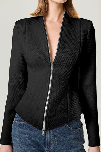 Black Zipper Detailed Blouse
