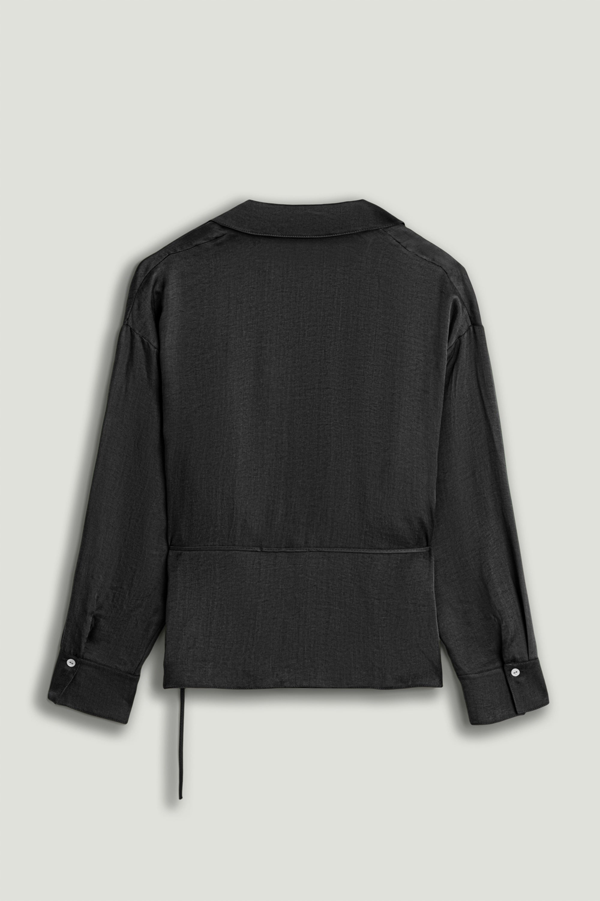 Black Logo Buckle Wrap Blouse