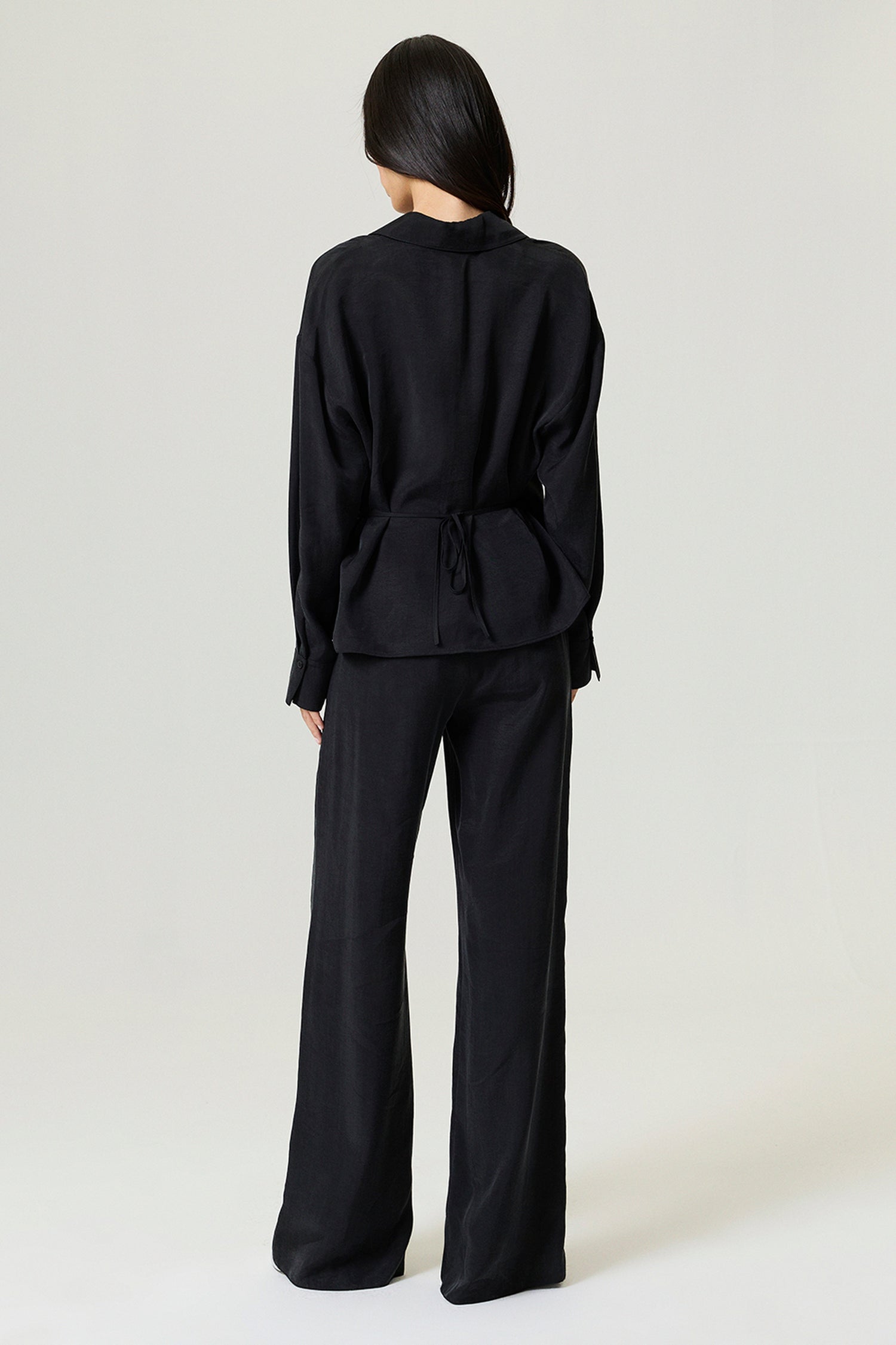 Black Logo Buckle Wrap Blouse