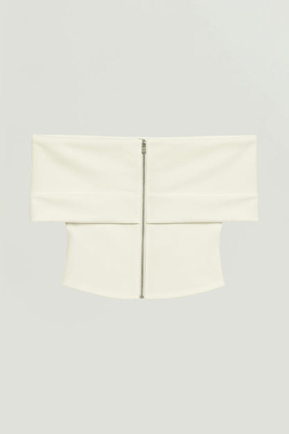 Foldover Zip-Front Bandeau Top