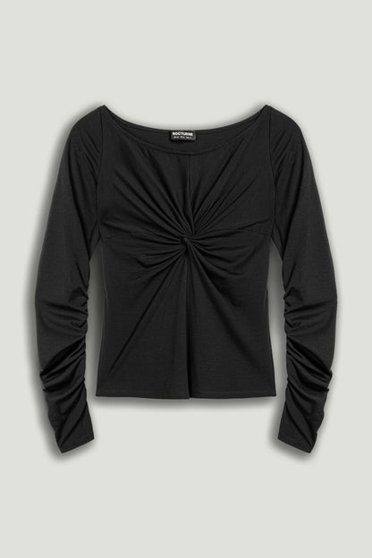 Ruched Front Fitted Long Sleeve Top