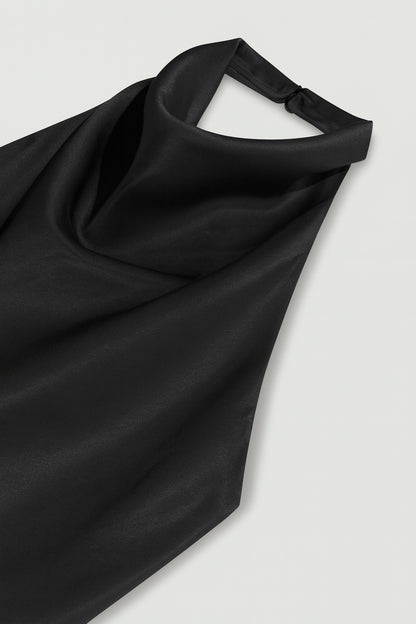 Satin Halter-Neck Draped Top