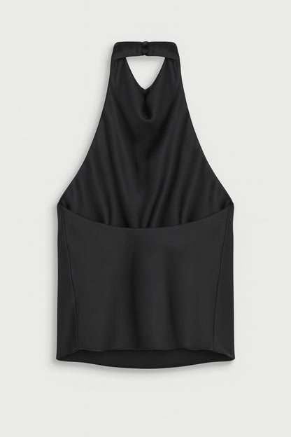 Satin Halter-Neck Draped Top
