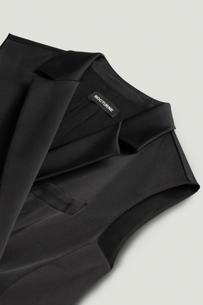 Asymmetric Buttoned Longline Vest