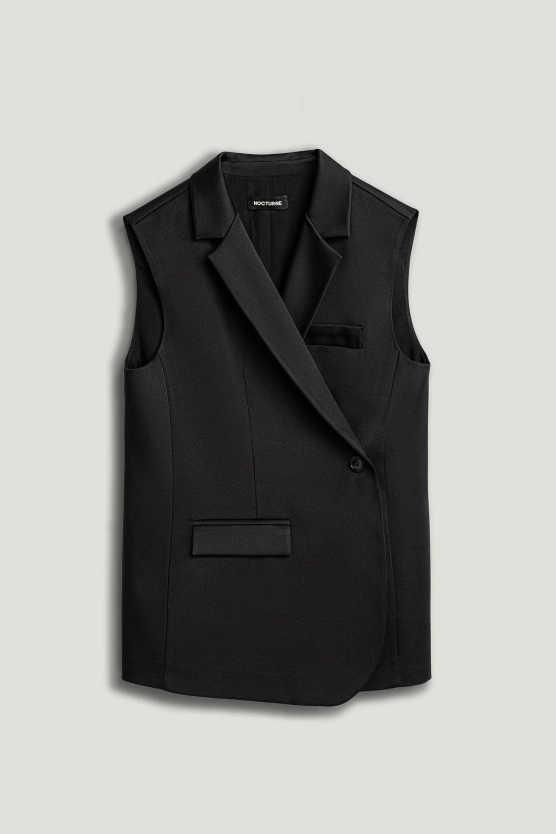 Asymmetric Buttoned Longline Vest