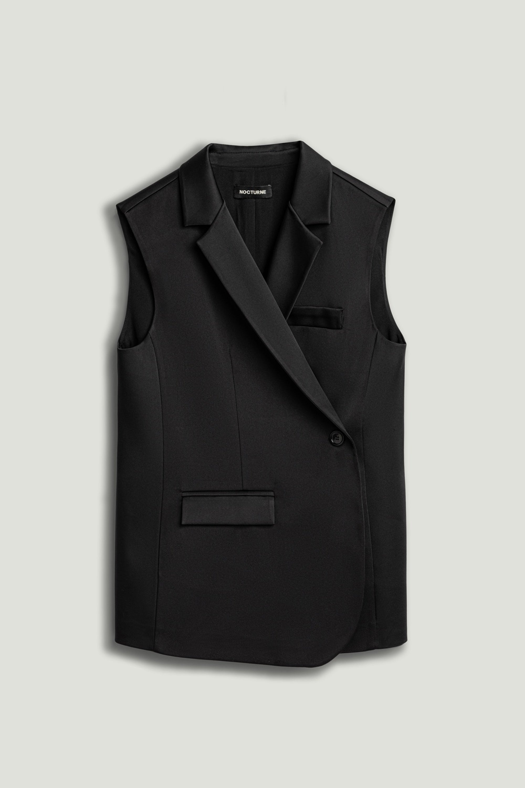 Asymmetric Buttoned Longline Vest