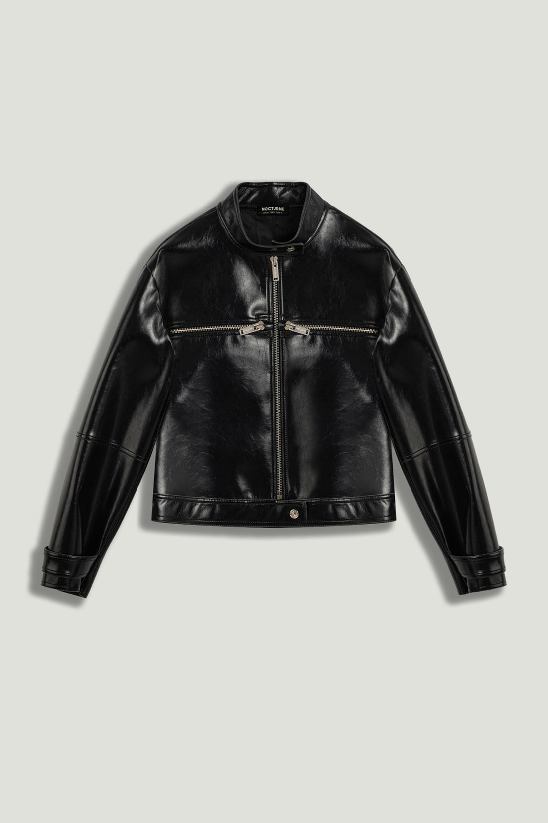 Cropped Faux Leather Biker Jacket