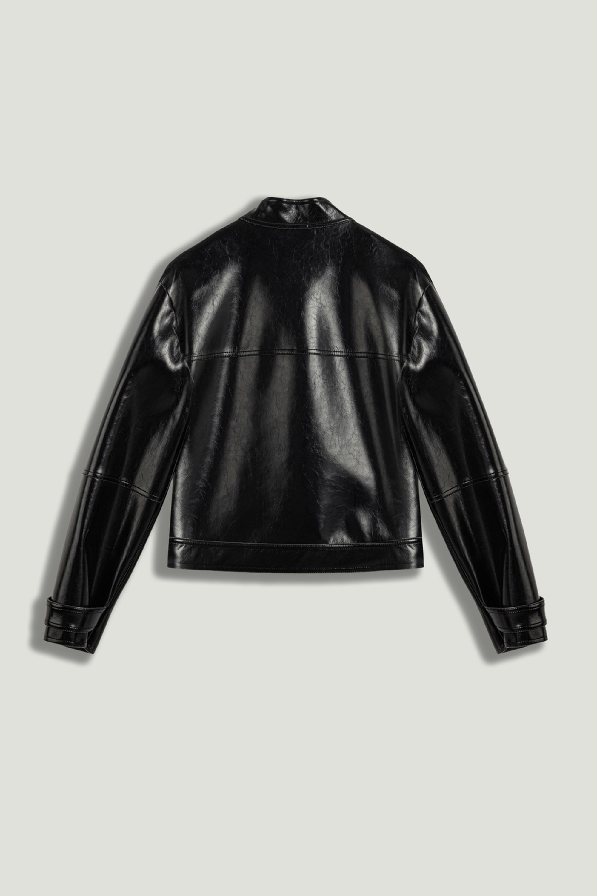 Cropped Faux Leather Biker Jacket