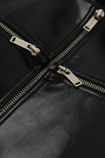 Cropped Faux Leather Biker Jacket