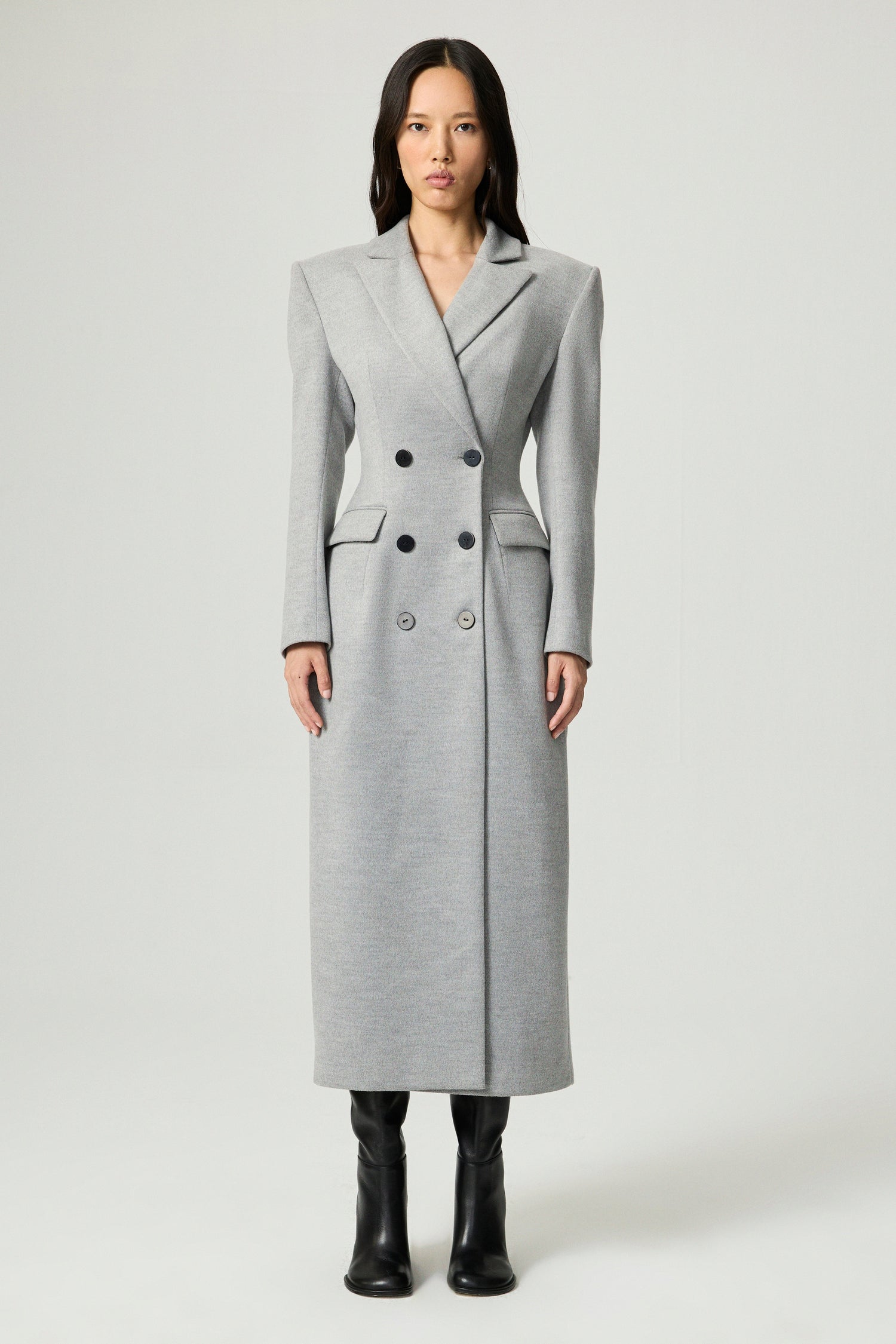 Structured Double-Breasted Maxi Coat