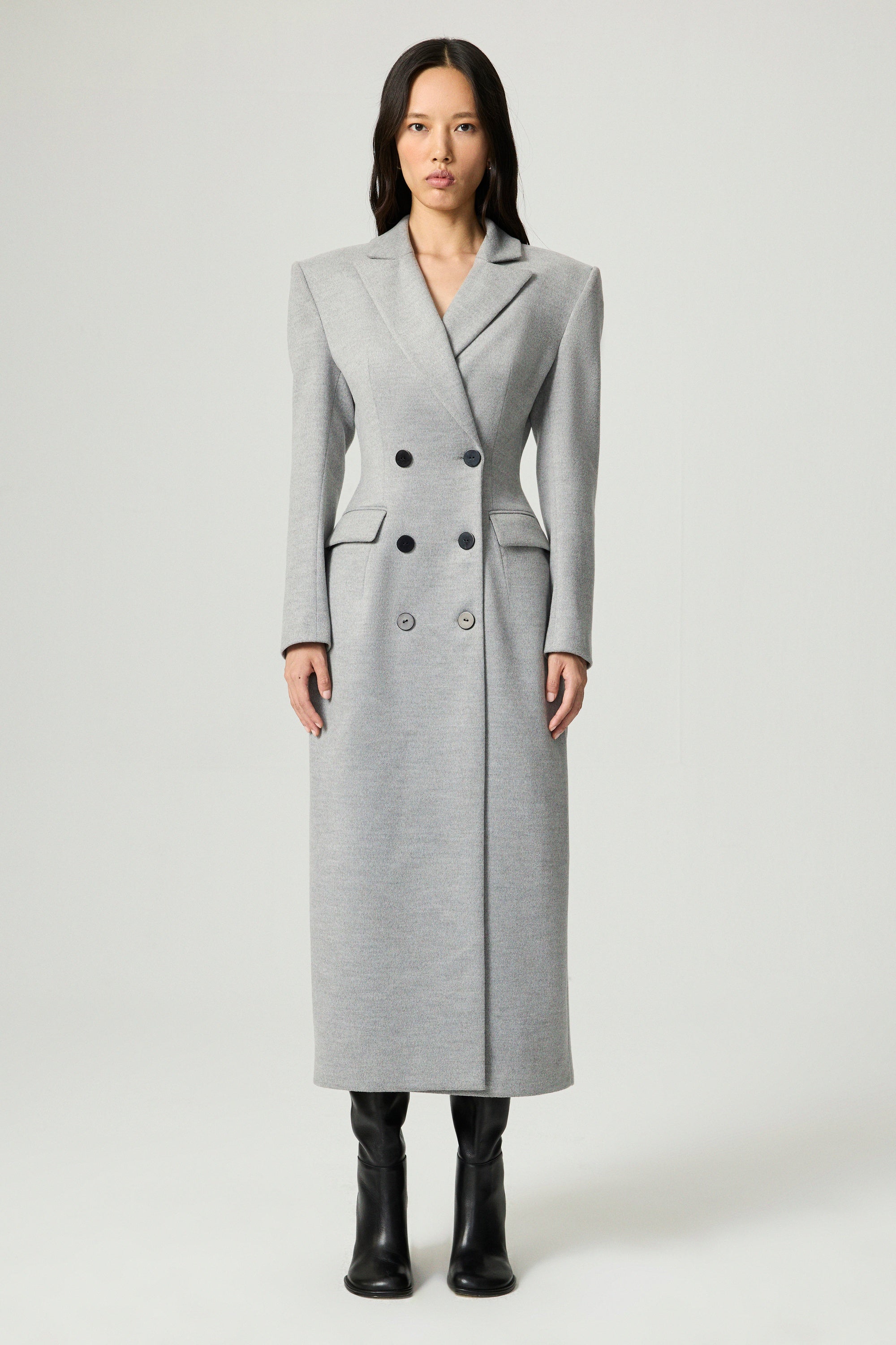 Structured Double-Breasted Maxi Coat