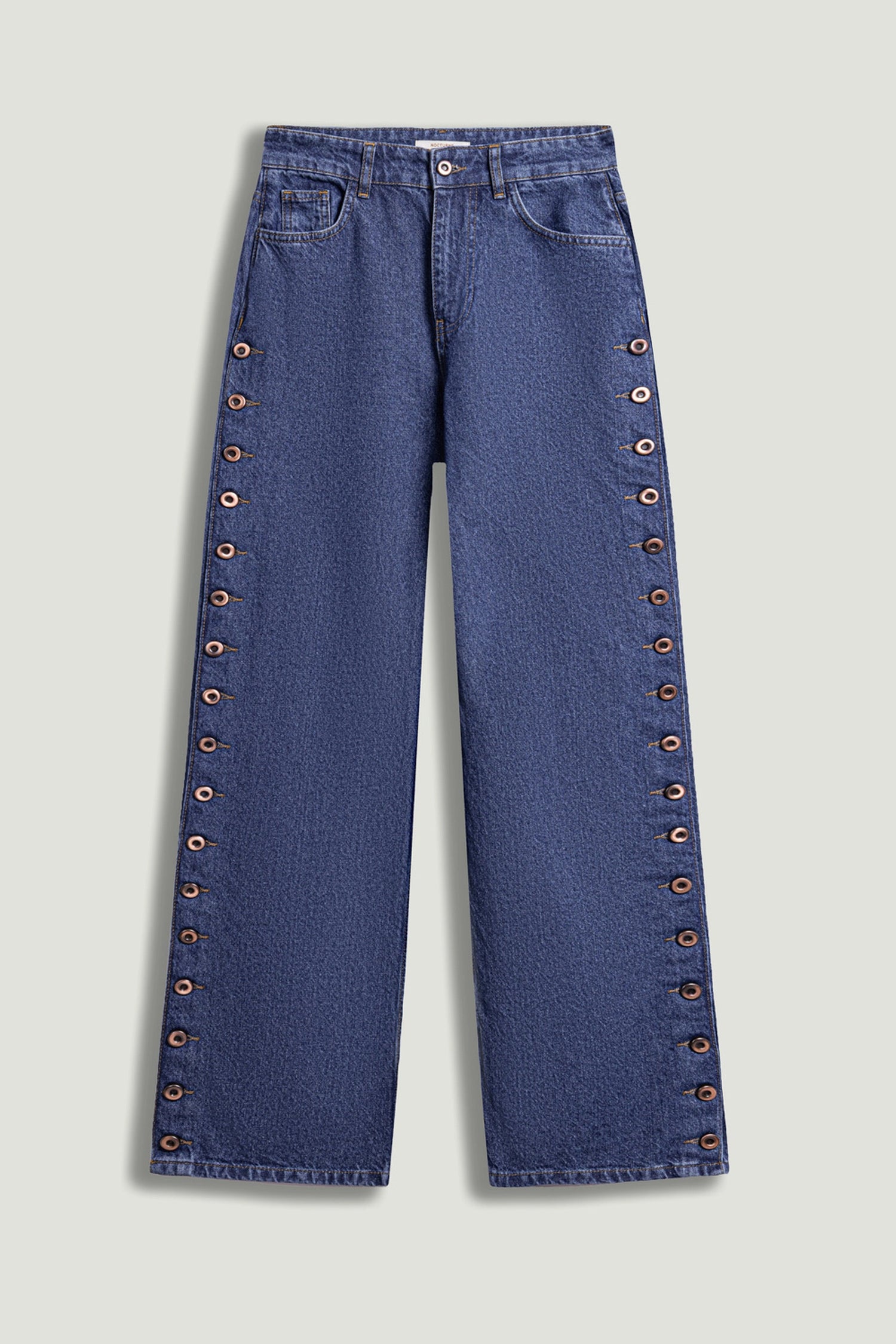 Eyelet Detail Wide-Leg Denim Pants