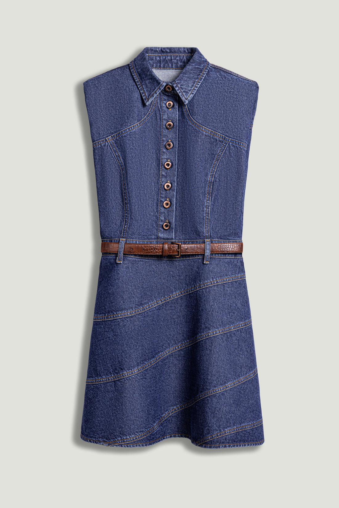 Belted Denim Mini Dress