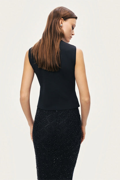 Embellished Sleeveless Knit Top