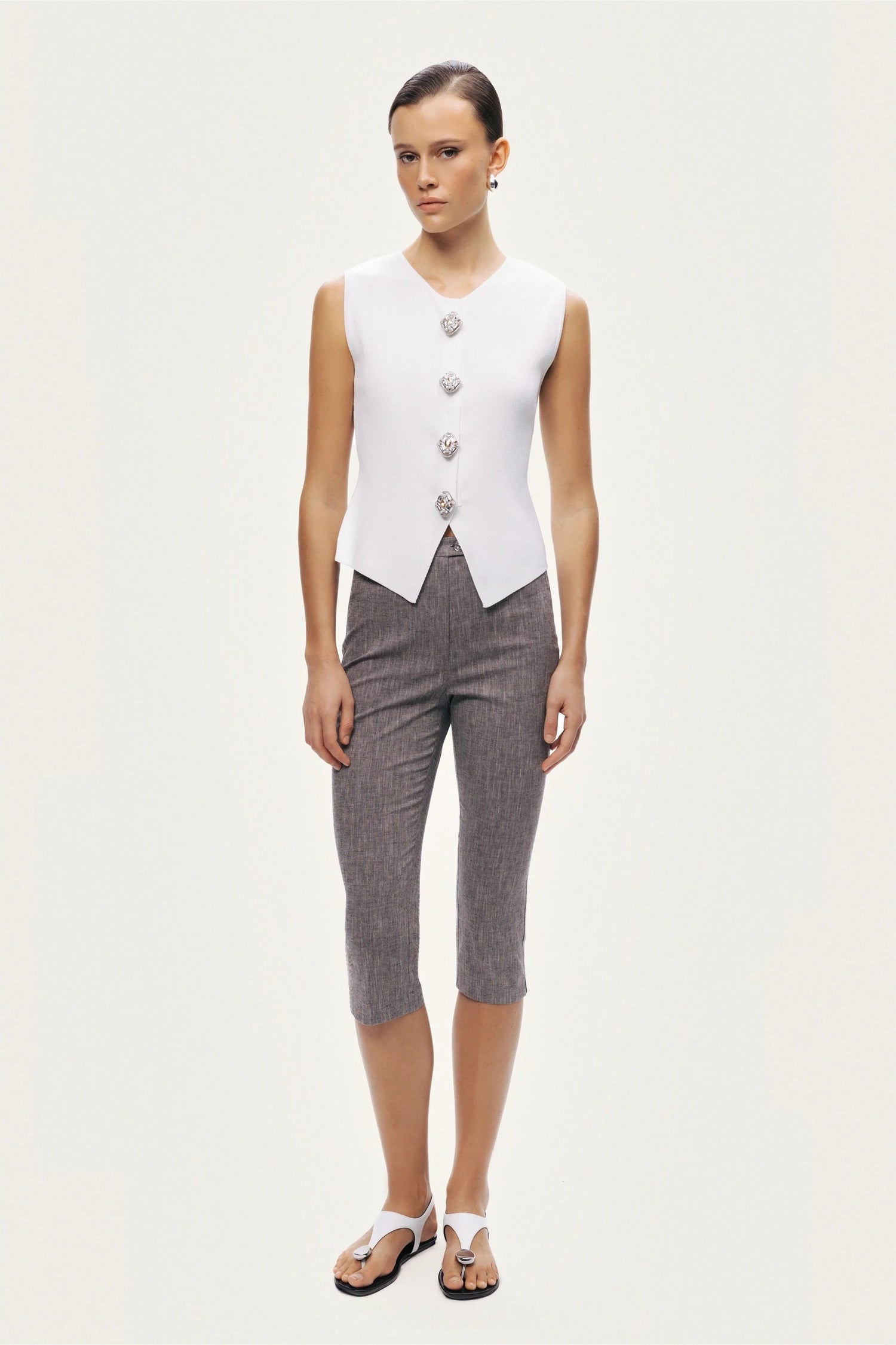 Embellished Sleeveless Knit Top