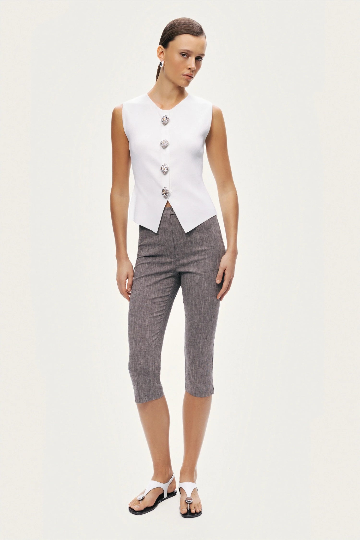 Embellished Sleeveless Knit Top