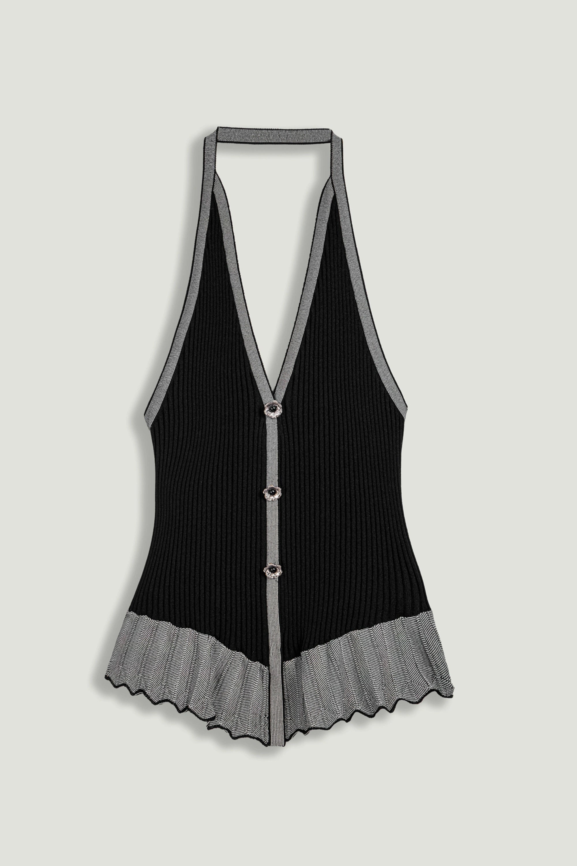 Halter Ribbed Knit Top