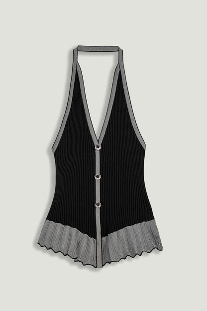 Halter Ribbed Knit Top